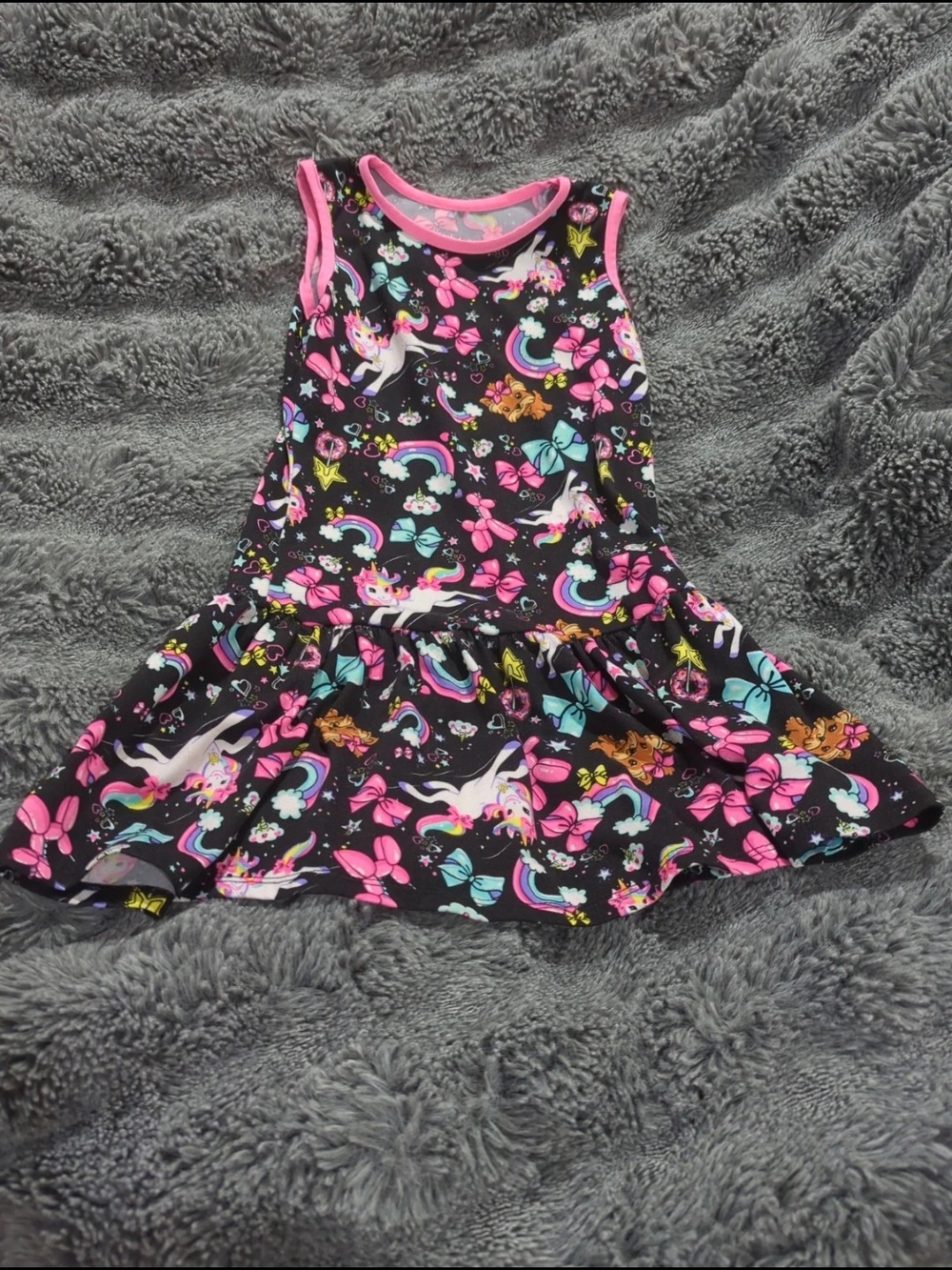 Nickelodeon Black Unicorn & Rainbow Twirl Dress with Pink Trim